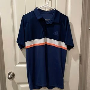 Blue with and salmon color Adidas golf polo